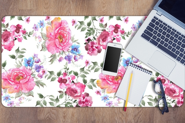 Schreibtischunterlage Pinke Blumen