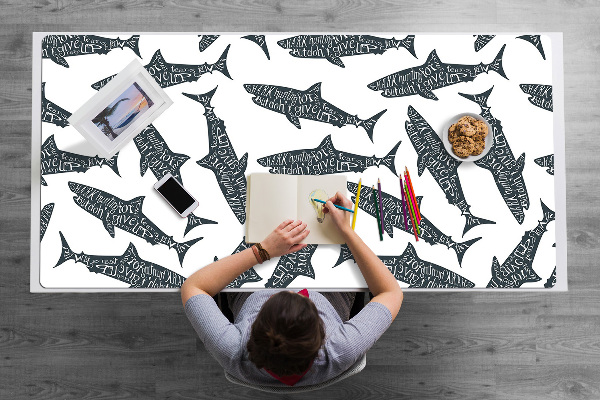 PVC Schreibtischmatte Shark Typografie