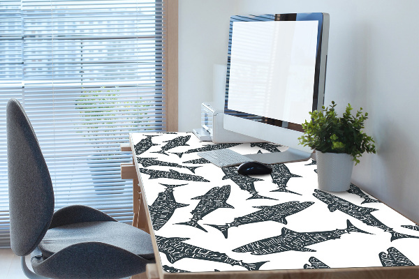PVC Schreibtischmatte Shark Typografie
