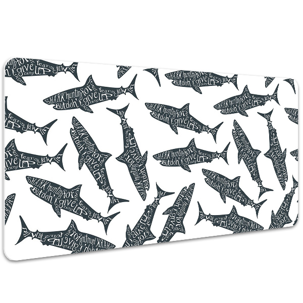 PVC Schreibtischmatte Shark Typografie