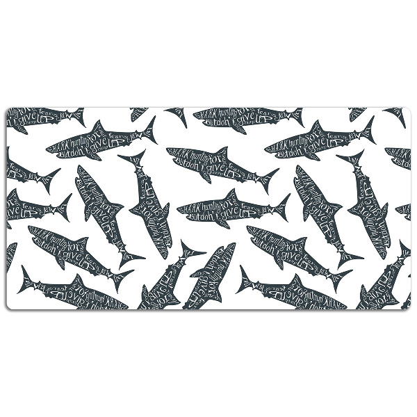 PVC Schreibtischmatte Shark Typografie