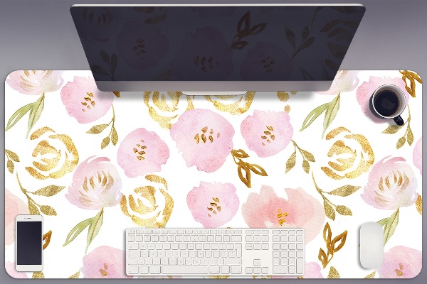 Schreibtisch Unterlegmatte Pinke Blumen