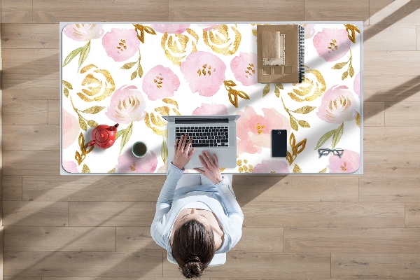 Schreibtisch Unterlegmatte Pinke Blumen