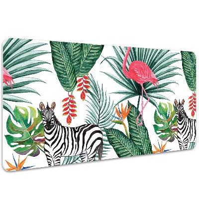 Schreibtischunterlage Flamingo und Zebra.