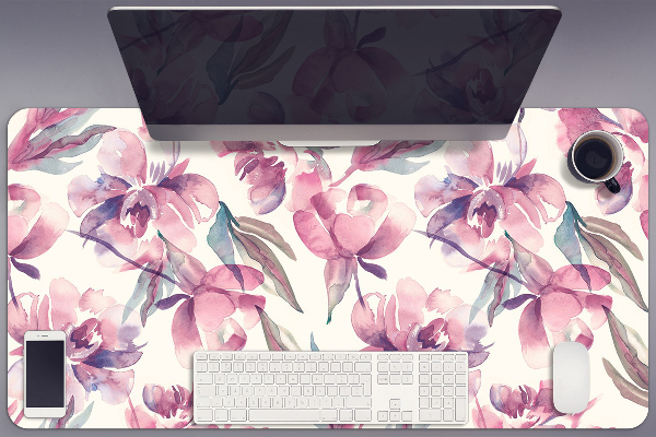 Büro-Schreibtischmatte Pinke Blumen