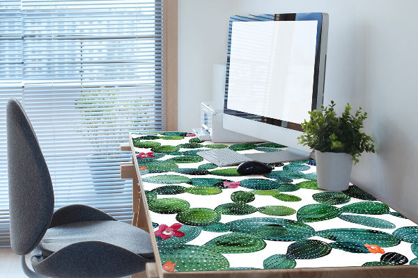 PVC Schreibtischmatte Kakteen mit Blumen