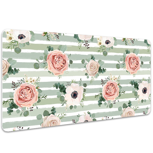 PVC Schreibtischmatte Gestreifte Rosen