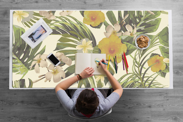 PVC Schreibtischmatte Tropische Blätter und Blumen