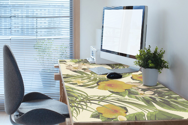 PVC Schreibtischmatte Tropische Blätter und Blumen