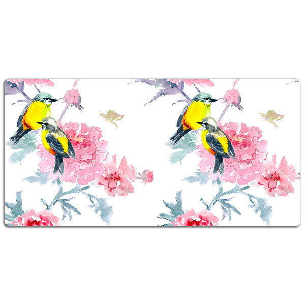Schreibtisch Unterlegmatte Vögel und Blumen