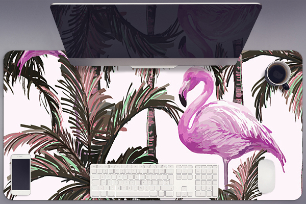 Schreibtisch Unterlegmatte Flamingos in Palm.