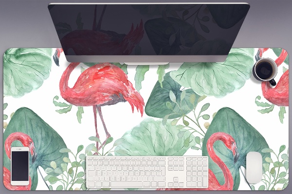Büro-Schreibtischmatte Exotische Flamingos.