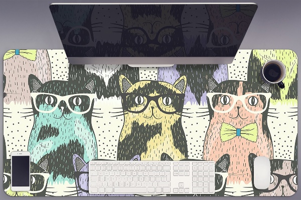 Büro-Schreibtischmatte Katzen in Gläsern.