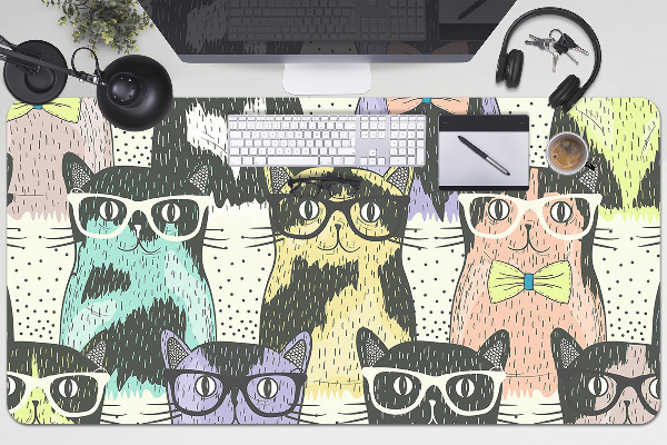 Büro-Schreibtischmatte Katzen in Gläsern.