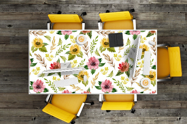 Büro-Schreibtischmatte Aquarellblumen