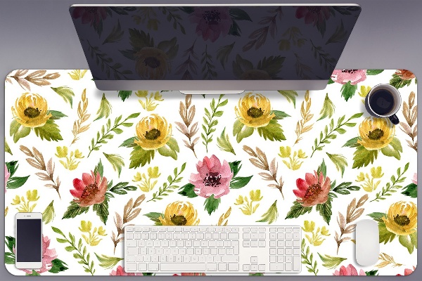 Büro-Schreibtischmatte Aquarellblumen