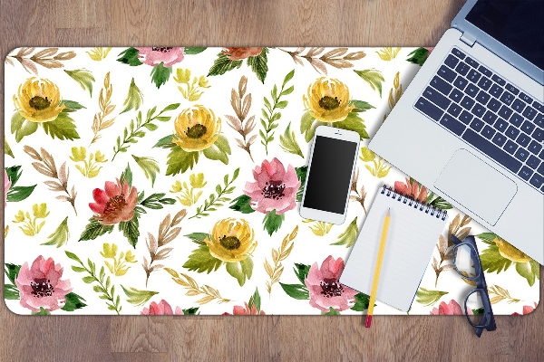 Büro-Schreibtischmatte Aquarellblumen