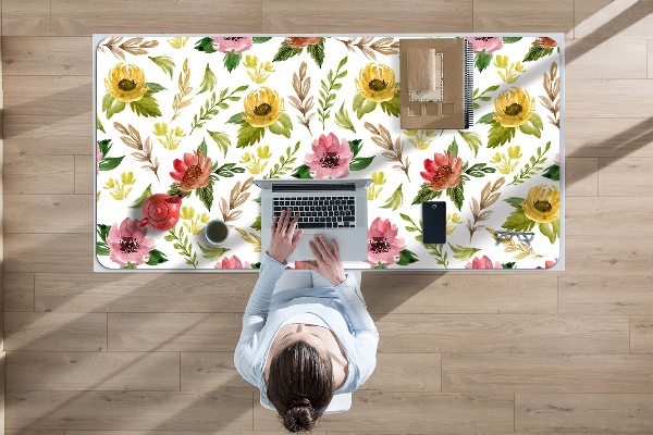 Büro-Schreibtischmatte Aquarellblumen
