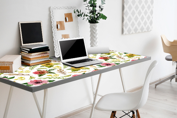Büro-Schreibtischmatte Aquarellblumen