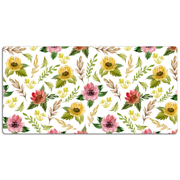 Büro-Schreibtischmatte Aquarellblumen