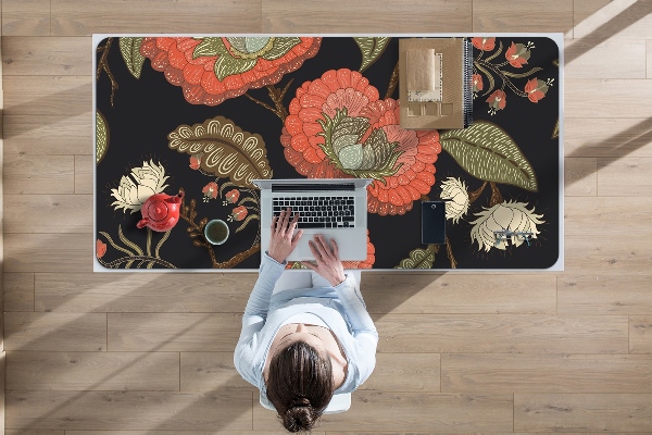 Schreibtisch Unterlegmatte Retro-Blumen