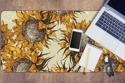 Schreibtisch Unterlegmatte Retro Sonnenblumen