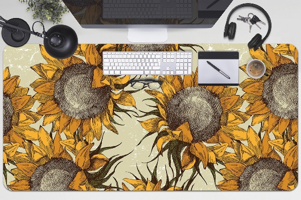 Schreibtisch Unterlegmatte Retro Sonnenblumen
