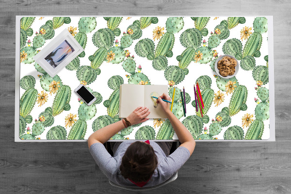 Schreibtisch Unterlegmatte Kakteen mit Blumen