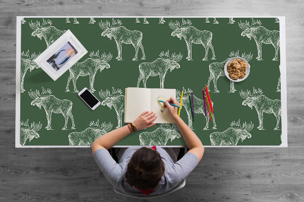 Büro-Schreibtischmatte Elch auf einem grünen Hintergrund