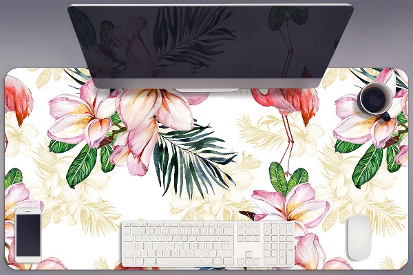 Schreibtischunterlage Flamingos in den Blumen