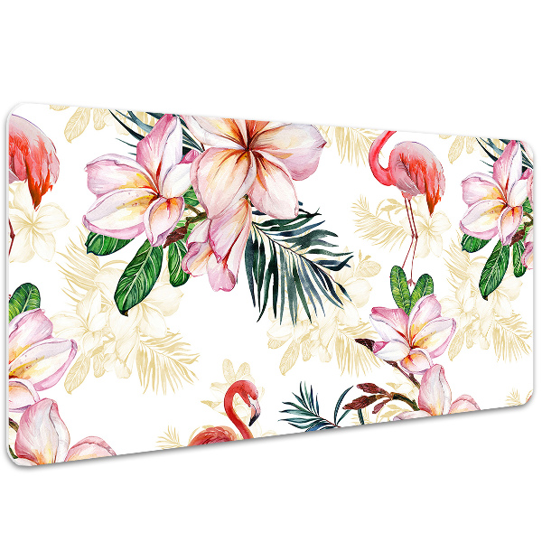 Schreibtischunterlage Flamingos in den Blumen