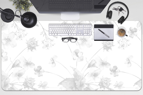 Büro-Schreibtischmatte Graue Blumen