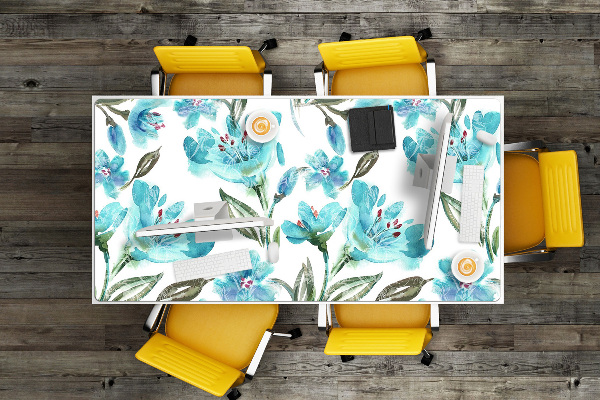 Schreibtisch Unterlegmatte Türkisblumen