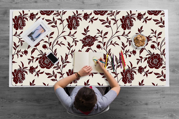 Büro-Schreibtischmatte Burgunder Blumen