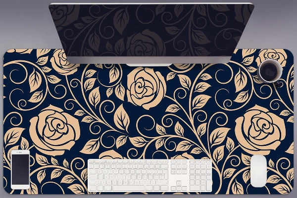PVC Schreibtischmatte Weinlese goldene Rosen