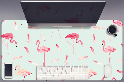 Büro-Schreibtischmatte Flamingos und Federn