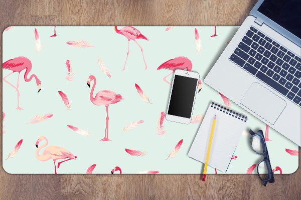 Büro-Schreibtischmatte Flamingos und Federn