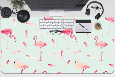 Büro-Schreibtischmatte Flamingos und Federn