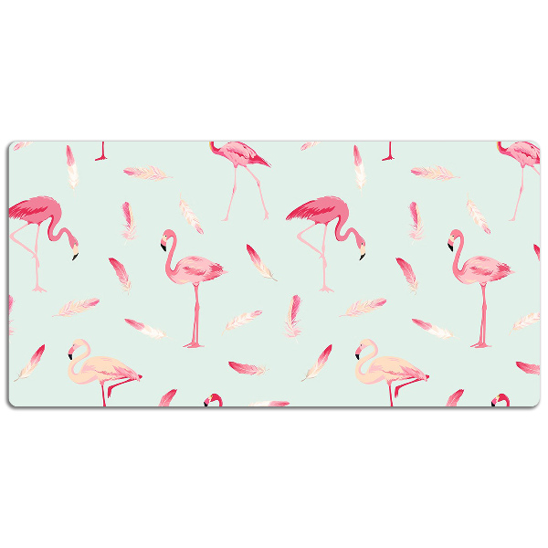 Büro-Schreibtischmatte Flamingos und Federn