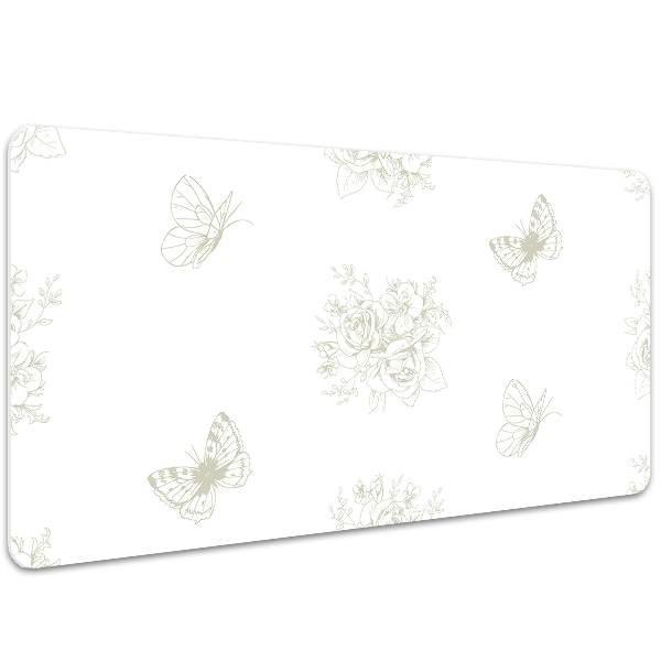 Schreibtisch Unterlegmatte Schmetterlinge und Blumen