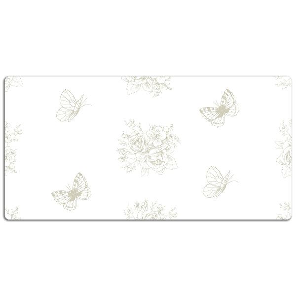 Schreibtisch Unterlegmatte Schmetterlinge und Blumen