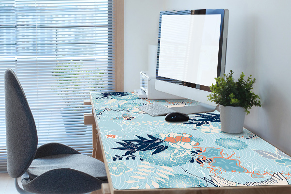 PVC Schreibtischmatte Kran und Blumen