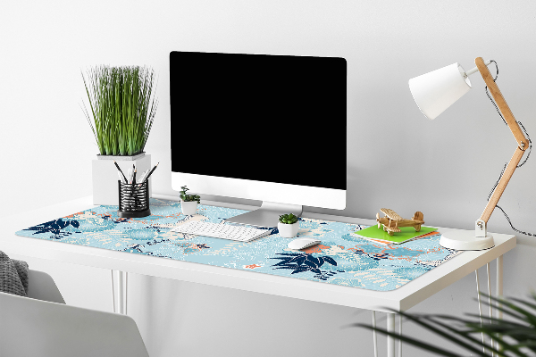 PVC Schreibtischmatte Kran und Blumen