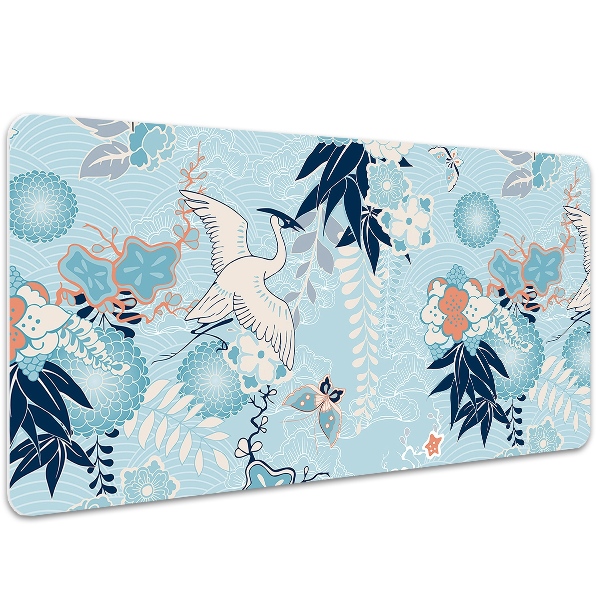 PVC Schreibtischmatte Kran und Blumen
