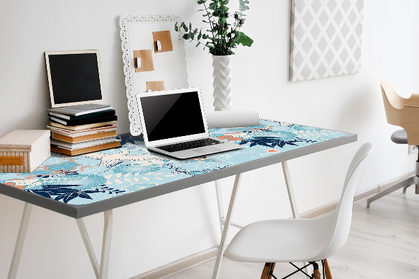 PVC Schreibtischmatte Kran und Blumen