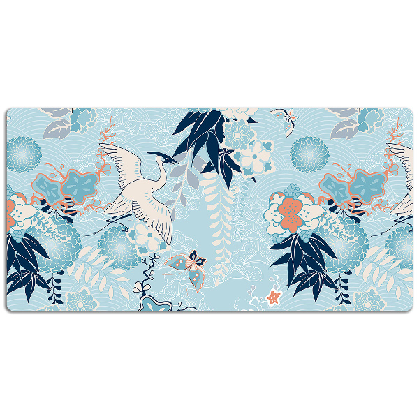 PVC Schreibtischmatte Kran und Blumen