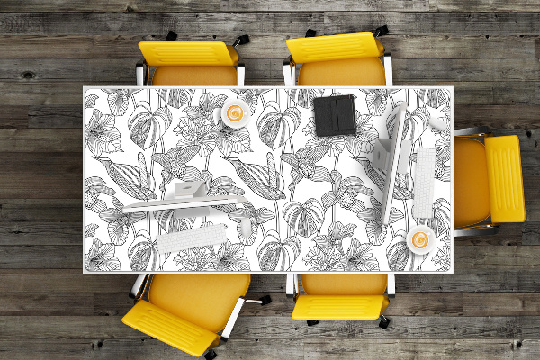 PVC Schreibtischmatte Blumenkonturen