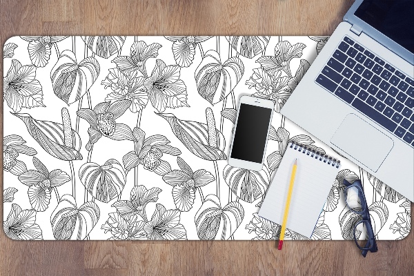 PVC Schreibtischmatte Blumenkonturen