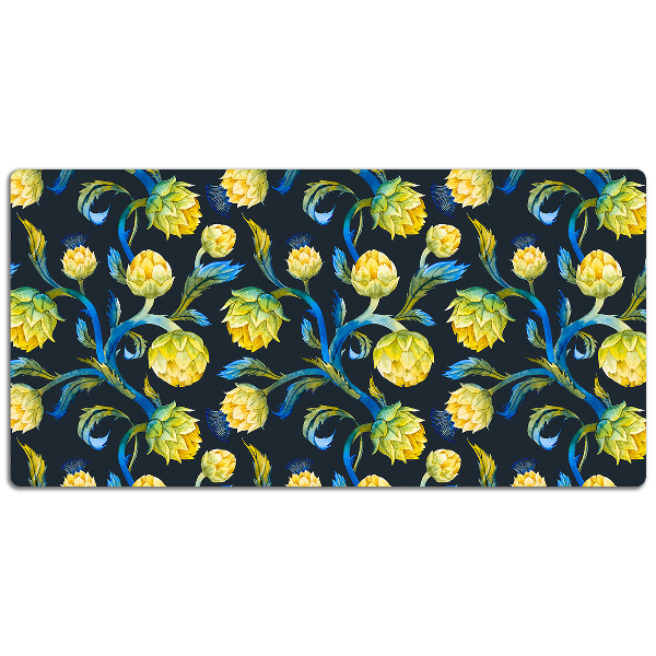 PVC Schreibtischmatte Artischockenblumen.