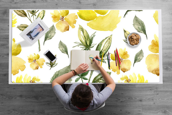 Schreibtisch Unterlegmatte Gelbe Blumen